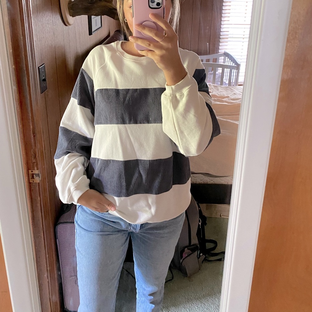 Boutique Cord Striped oversized Sweatshirt